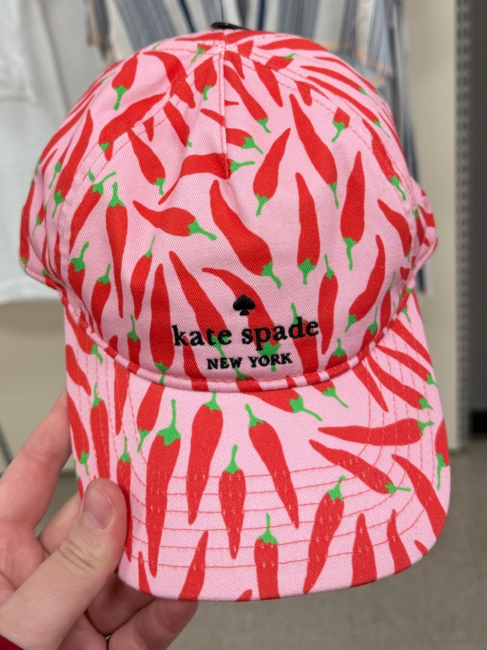 Kate Spade - Pink Hat with Red Chili Pepper Print